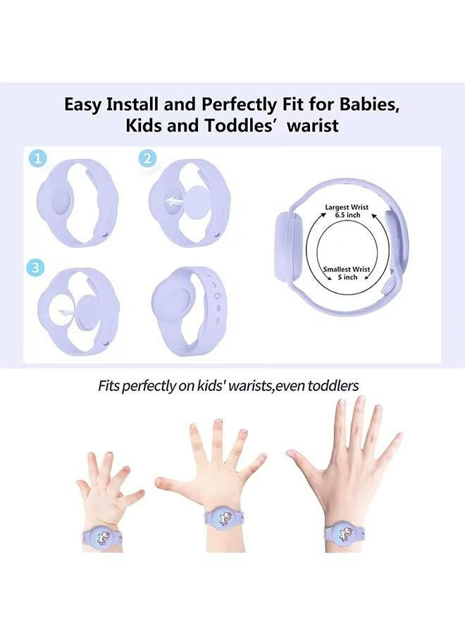 AirTag Bracelet for Kids, Waterproof Cute Cartoon Air tag Holder for Kids with Soft Silicone Full Coverage Anti-Lost Hidden Airtag Wristband Accessories for Child (Purple) - Image 2