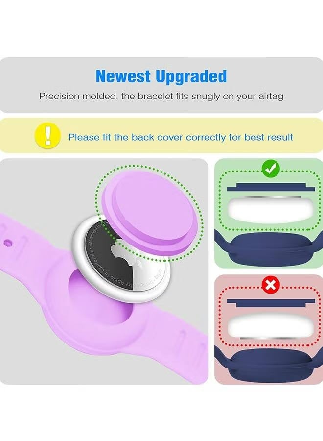 AirTag Bracelet for Kids, Waterproof Cute Cartoon Air tag Holder for Kids with Soft Silicone Full Coverage Anti-Lost Hidden Airtag Wristband Accessories for Child (Purple) - Image 3