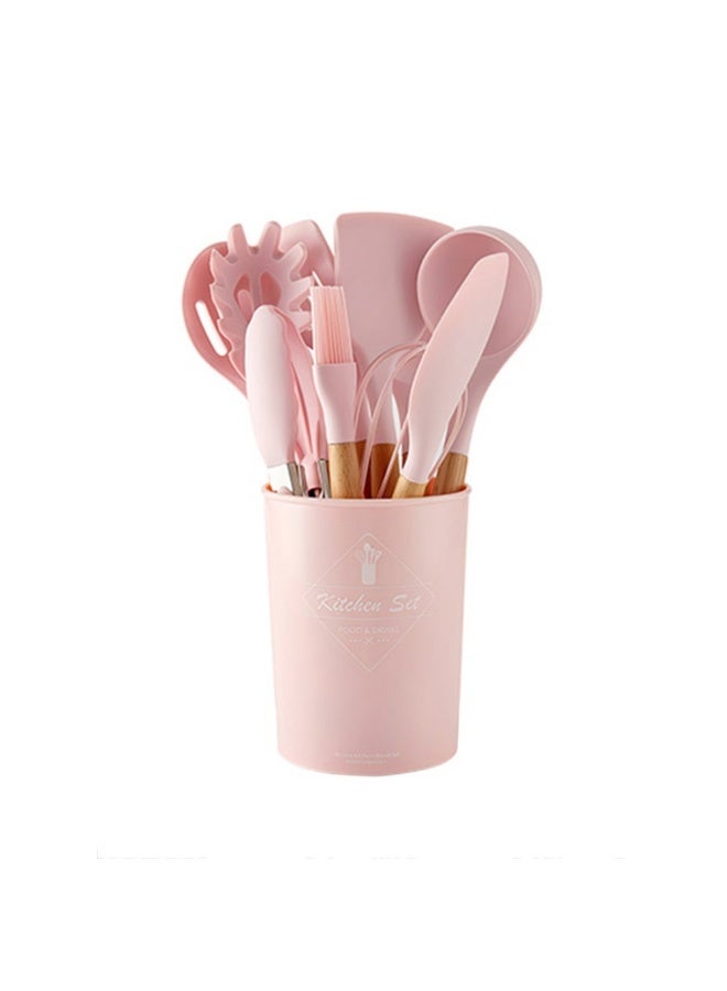 12 Piece Barreled Cooking Utensils Set With Wooden Handle Multicolour - Image 1