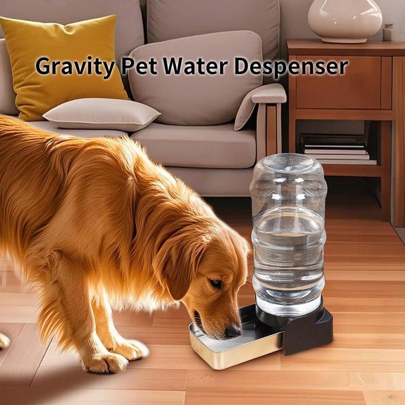 PAKEWAY Large Capacity Gravity Water Dispenser for Dogs, 2.3 Gallon Stainless Steel Pet Water Bowl for Medium & Large Pets, Low Refill Automatic Waterer with Filters - Image 2