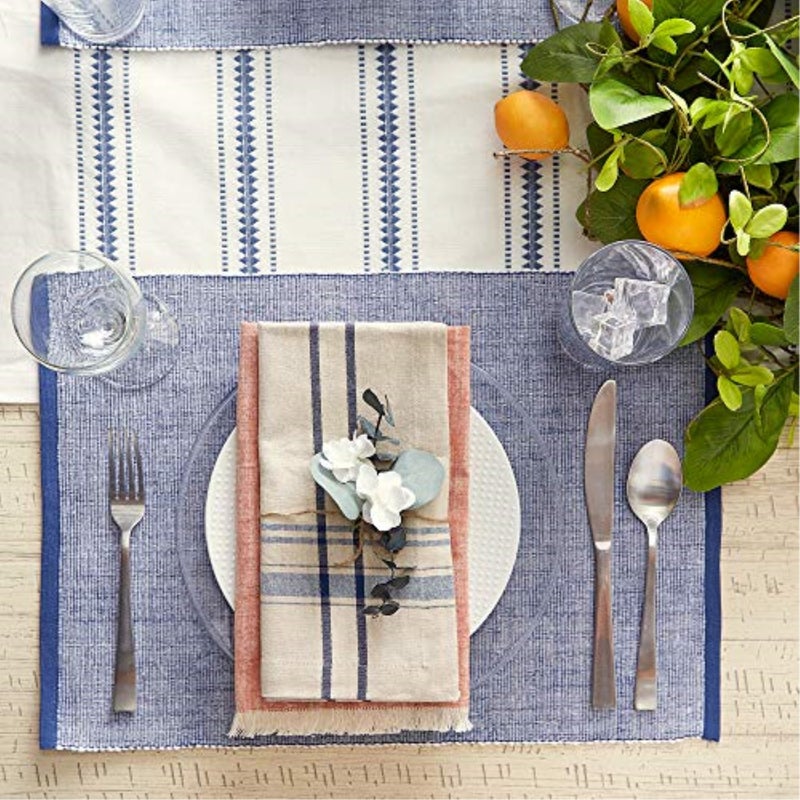 Design Imports DII French Blue Eco-Friendly Chambray Fine Ribbed Placemat 6 Piece - Image 2