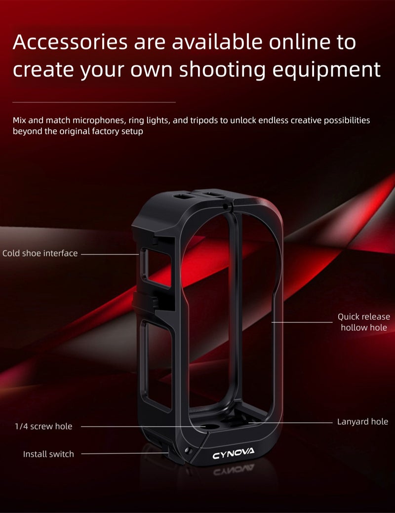 CYNOVA For DJI Nano Protective Metal Cage, Full Body Camera Frame with Cold-Shoe & 1/4 Thread Ports, Quick-Release Design, Lightweight & Durable - Image 2