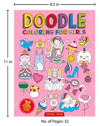 Doodle Coloring For Girls (Doodle Coloring Books) Paperback by Wonder House Books - view 3