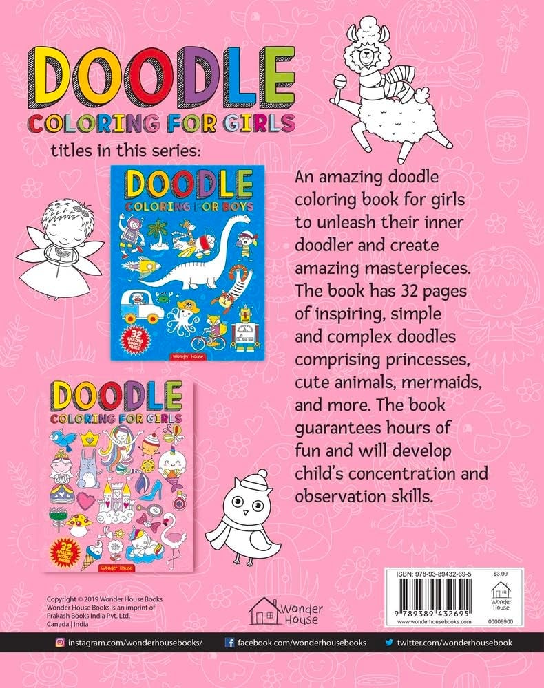 Doodle Coloring For Girls (Doodle Coloring Books) Paperback by Wonder House Books - Image 2