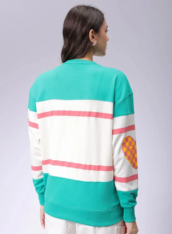 Freehand Women Loose Fit Typographic Oversized Sweatshirt