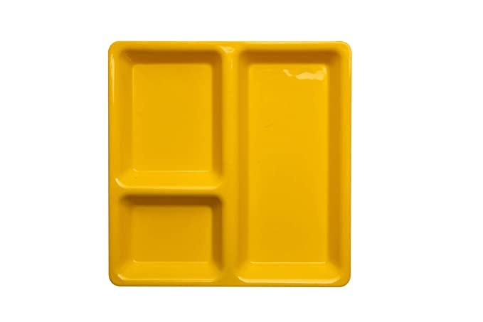 Coolkart Polypropylene MicrowaveSafe 3Compartments DividedDinner 9 Inches Pav Bhaji Plates6 Yellow - Image 2