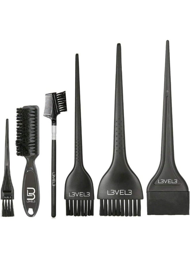 L3 مجموعة فرش تلوين المستوى 3 - تصميم احترافي وأنيق - للاستخدام في الصبغ والتلوين واحتياجات الألوان - مقبض مريح ومصقول - فرشاة صبغ الشعر من المستوى الثالث - 6 قطع - Image 1
