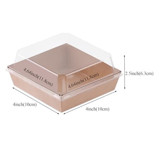 ROSPAKTEK 100Pack 4x4x2.5 Inches Charcuterie Boxes with Clear Lids - Bakery, Chocolate Covered Strawberries, Cupcake, Pie, Treat, Macaron Boxes for Christmas, Valentine's - Image 2