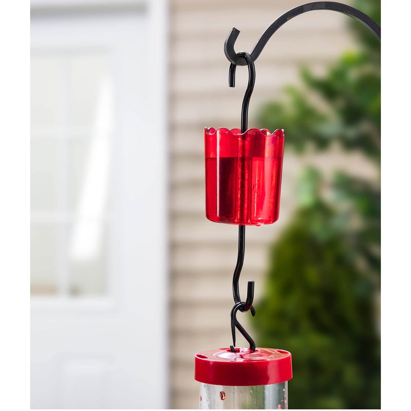 SEWANTA Ant Moat for Hummingbird Feeders [Set of 2] Ant Guard Keeps Ants Away from Feeders, Made of Durable Plastic, Red Color/Rustproof S Hooks, Suitable for All Hummingbird Feeders. - Image 2