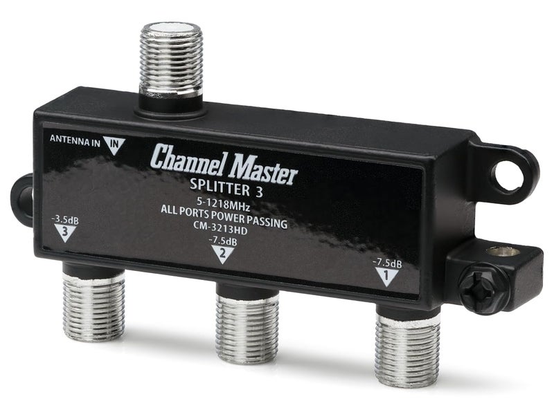Channel Master Splitter 3 | 3-Way Splitter Distributes Digital HDTV Antenna Signal to 3 TVs, One Input and Three Outputs, Power Passing for Preamplifiers and Boosters, Low-Loss Design, Indoor/Outdoor - Image 2