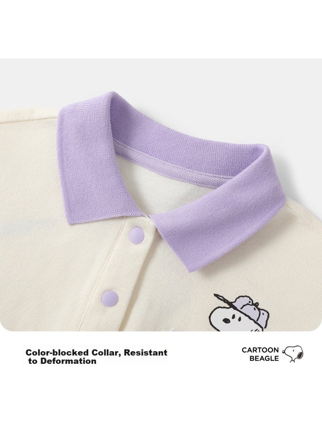 Snoopy Girls' Long Sleeve T-shirt Children's Polo Shirt Sweet Casual Wear For Girls Baby Holiday Play Dreamy Purple - Image 2
