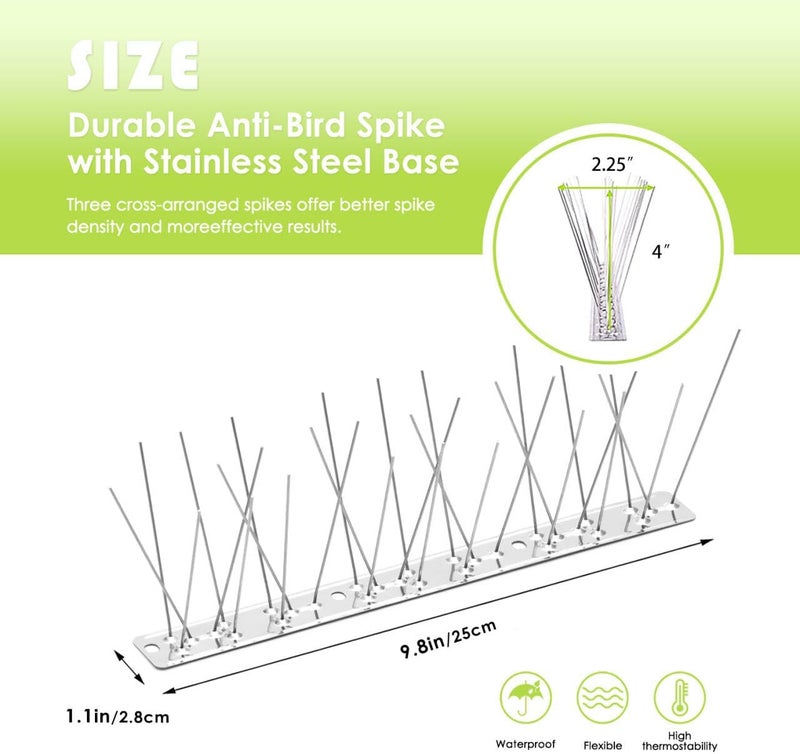 Valibe Pigeon Spikes Stainless Steel Bird Spikes for Outside to Keep Birds Away 12 Pack 10ft Coverage Bird Deterrent Spikes Wire Prevention Spikes for Small Bird Squirrel for Fence Roof Blacony - Image 2