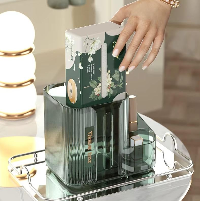 Crobat Hotel Tissue Box Light Luxury Toilet Home Living Room Punch-Free Transparent Tissue Box high-Looking Desktop Storage Box - Image 3