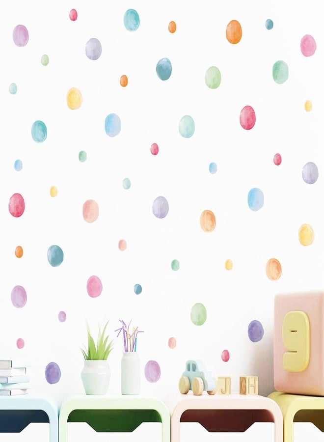 Kasubeso 201 Pcs Watercolor Polka Dots Wall Decals, Peel and Stick Boho Rainbow Wall Stickers, Multicolor Circle Wall Decor,Pastel Colorful Round Decoration for Girls Bedroom Kids Nursery Classroom Playroom - Image 1