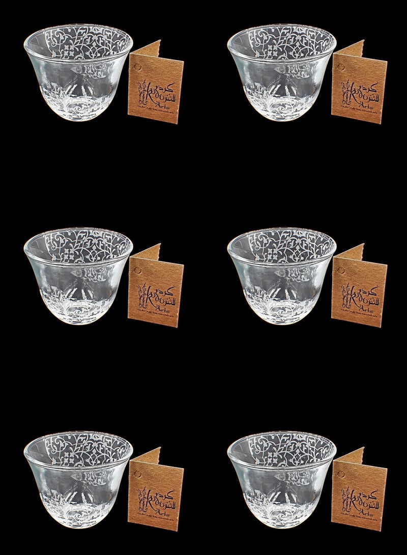 KuduArts Arabic coffee cup glass set of 6 pieces - Image 1