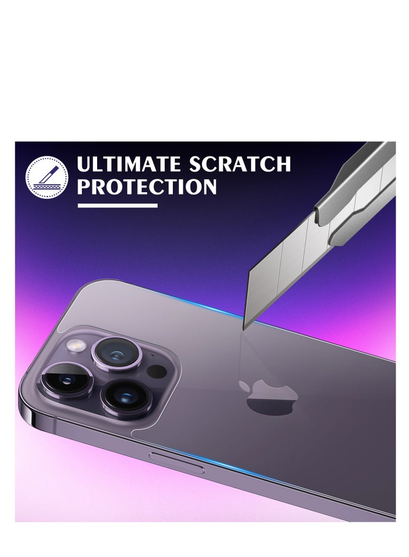 حماية الشاشة الخلفية لـ iPhone 14 Pro [2-Pack]، 14 Pro حماية الزجاج الخلفي ضد بصمة الأصابع / الخدش 9H صلابة رقيقة جداً 14 Pro حماية الشاشة الخلفية لـ iPhone 14 Pro (6.1 بوصة) - Image 2