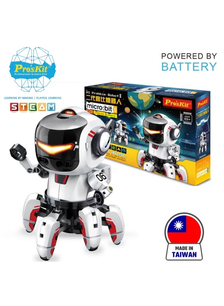 بروس كيت روبوت Pro’sKit GE-894 AI Probbie مع Micro:bit – روبوت برمجة STEM بستة أرجل للأطفال، قابل للبرمجة ذاتيًا - Image 1