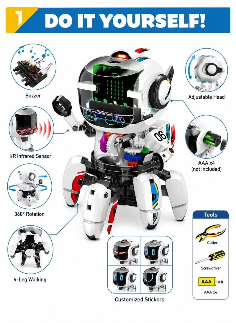 Pro'skit Pro’sKit GE-894 AI Probbie Robot with Micro:bit – DIY Programmable 6-Leg STEM Coding Robot for Kids ( LED Headlight Gift) - Image 4