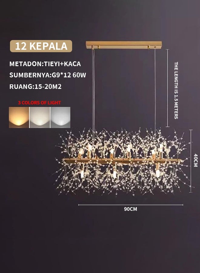 12-Light 3-Color Firefly gold chandelier Nordic creative home living room bedroom dining room chandelier - Image 2