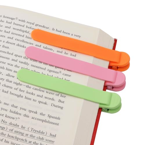 SMUK 3pcs Automatic Silicone Bookmark, Unique Bookmark Page Keeper for Reading Lovers Women Men Kids Teachers, Book Page Holder Markers Clip Book Marks Reading Accessories Gifts - Image 1
