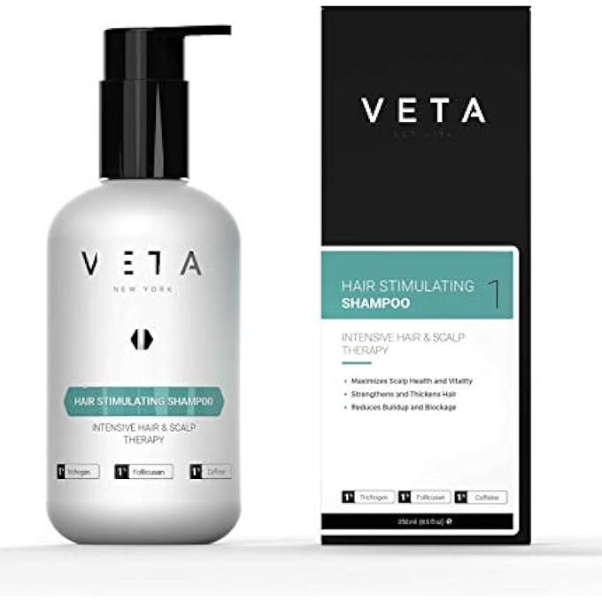 Veta HAIR STIMULATING SHAMPOO, 8.5 FL. OZ - SULFATE-FREE, RESTORES GROWTH CYCLE, 1% TRICHOGEN, 1% FOLLICUSAN, UNSCENTED, UNISEX, ALL HAIR TYPES, COLOR TREATED - Image 1