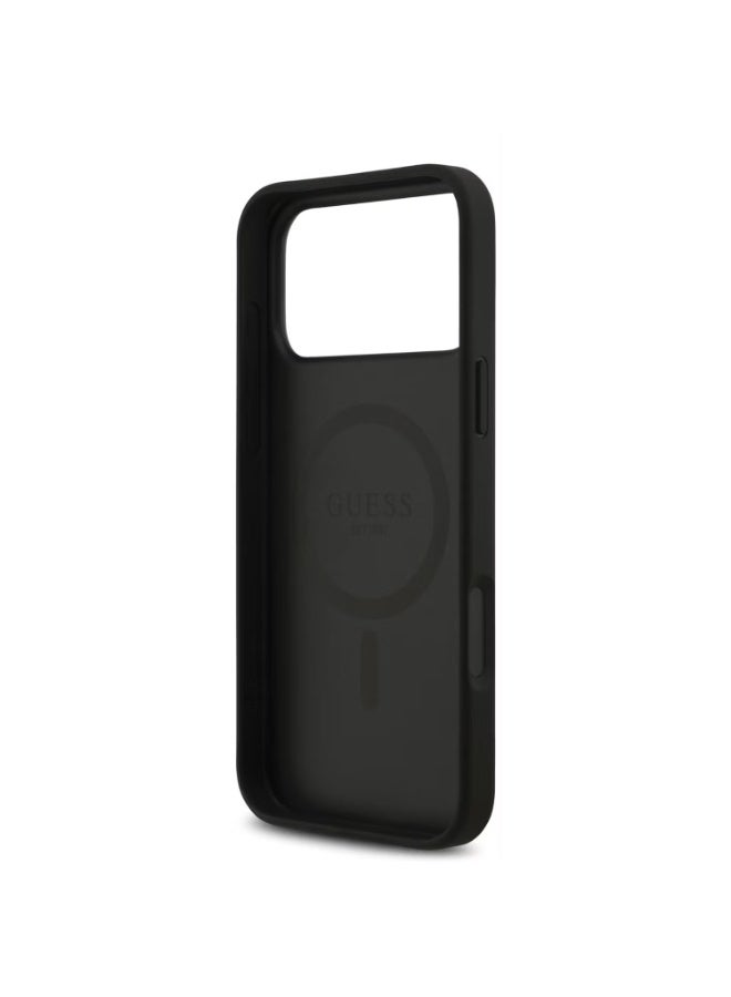 GUESS Guess MagSafe 4G Pattern PU Leather Case with Crossbody Lanyard & Triangle Logo for iPhone 17 Pro Max, Slim Profile, Drop Protection, Easy Snap-On, Sustainable Packaging, Comfortable Grip, Lightweight Design - Black - Image 2