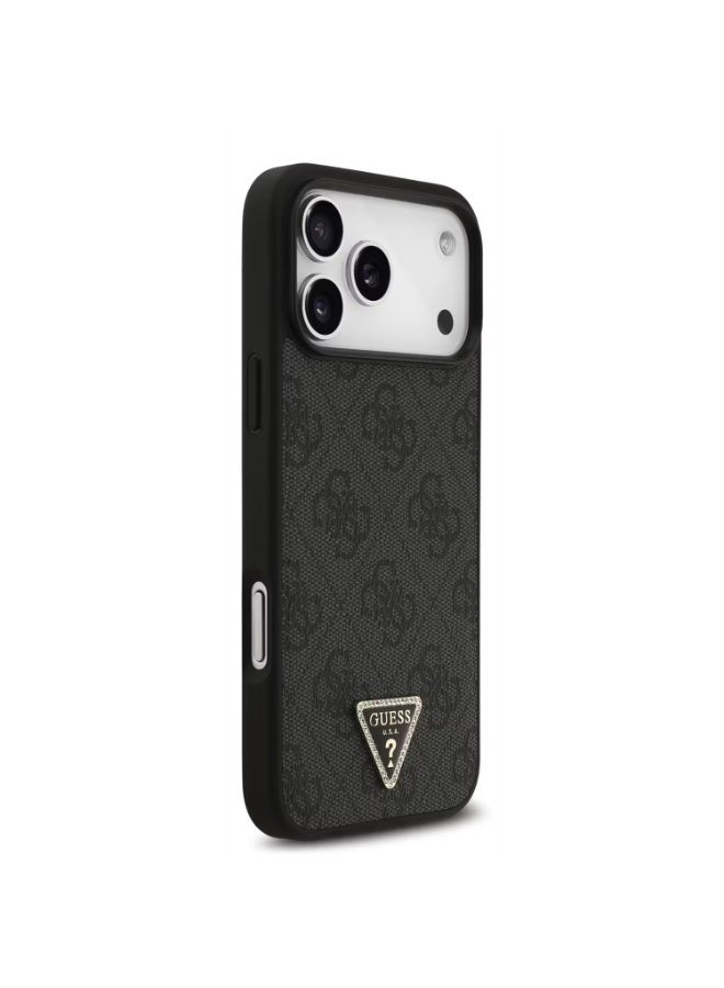 GUESS Guess MagSafe 4G Pattern PU Leather Case with Crossbody Lanyard & Triangle Logo for iPhone 17 Pro Max, Slim Profile, Drop Protection, Easy Snap-On, Sustainable Packaging, Comfortable Grip, Lightweight Design - Black - Image 3