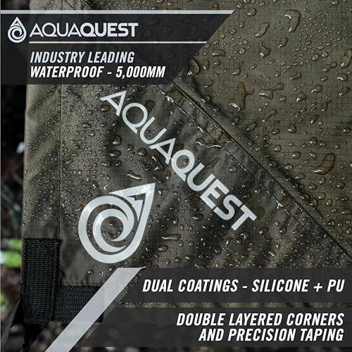 AquaQuest Defender Tarp – Heavy‑Duty Waterproof (20,000 mm) Seam‑Taped Rain Fly for Camping, Bushcraft & Survival – 10×7 Olive Drab - Image 2