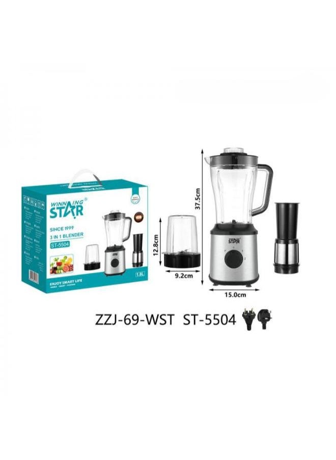 Winning Star - 3 In 1 Electric Blender Silver St-5504 - Image 1