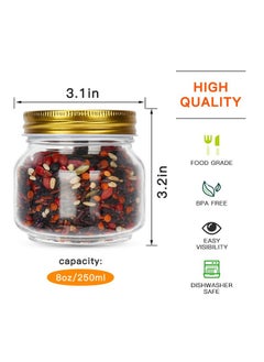 StarSide STARSIDE 24 Pack 8oz Glass Mason jars With Regular Mouth Lids, 250 ml Perfect Containers for Jam, Honey, Candies,Wedding Favors, Decorations, Baby Foods. Included 1 Pens and 80 Labels.  - Image 2