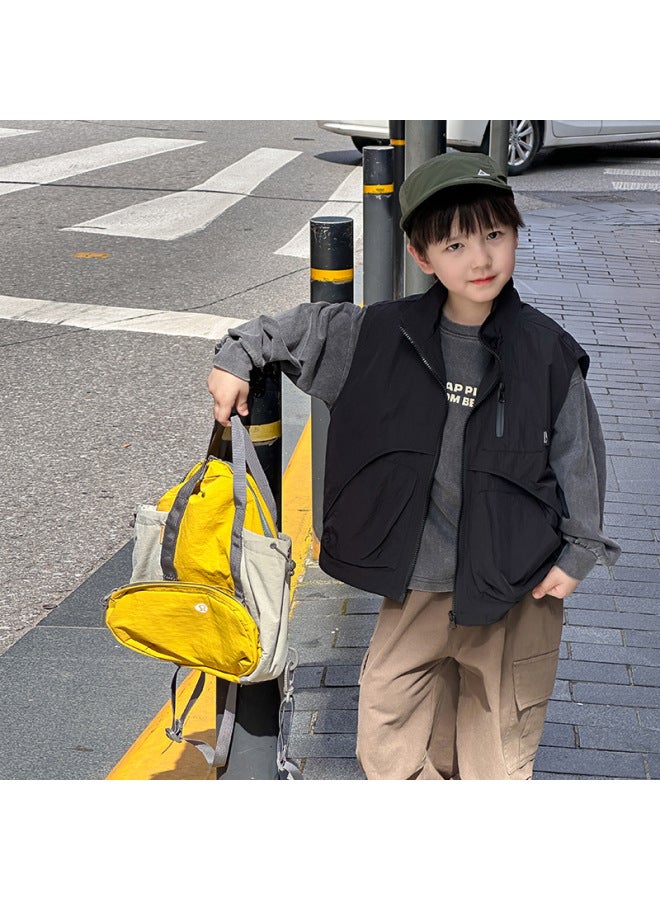 Children's Tops 2025 Autumn Boys' Handsome Workwear Vest Small, Medium And Big Children's Mountain Style Sleeveless Tops Trendy - Image 2