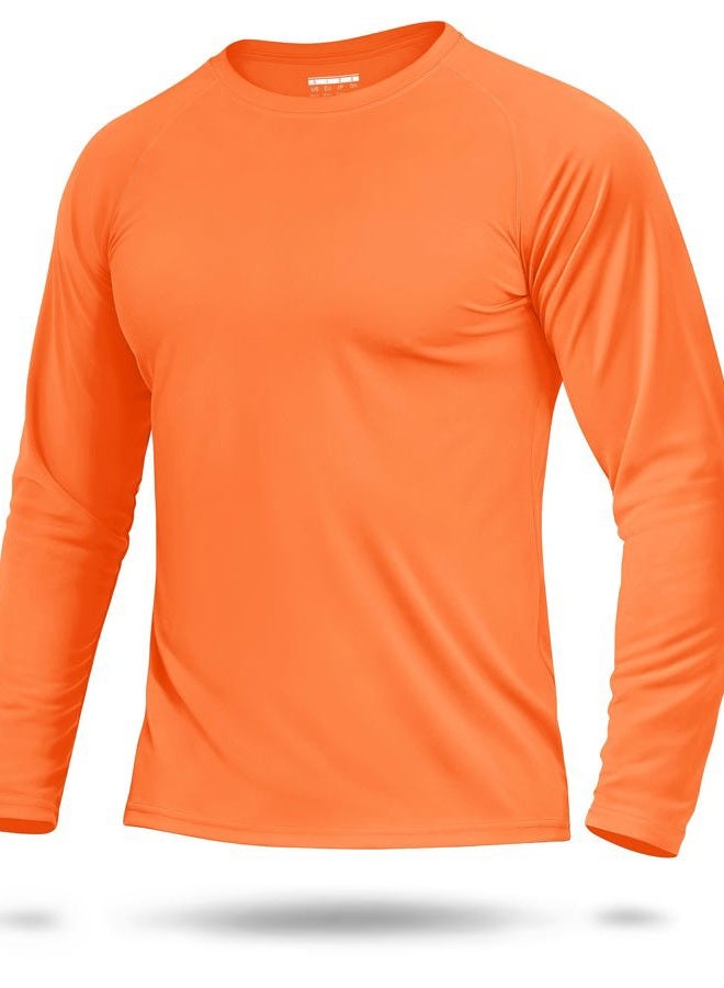 Boladeci Mens Fishing Shirts Long Sleeve UPF 50+ UV Protection Sun Block Cool Athletic Tee Shirts for Hiking, Camping, Surfing, Running (Orange) - Image 1