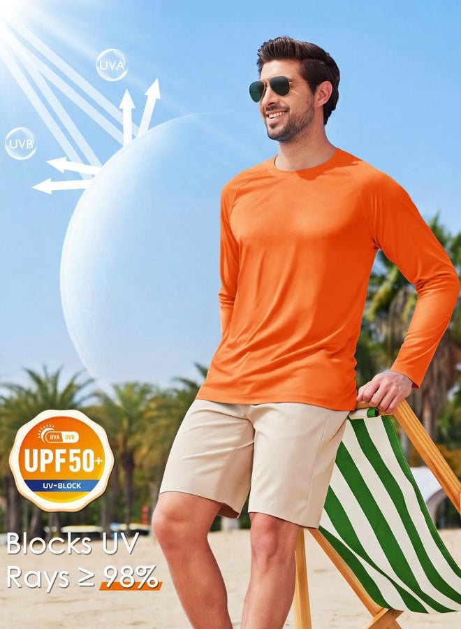 Boladeci Mens Fishing Shirts Long Sleeve UPF 50+ UV Protection Sun Block Cool Athletic Tee Shirts for Hiking, Camping, Surfing, Running (Orange) - Image 3