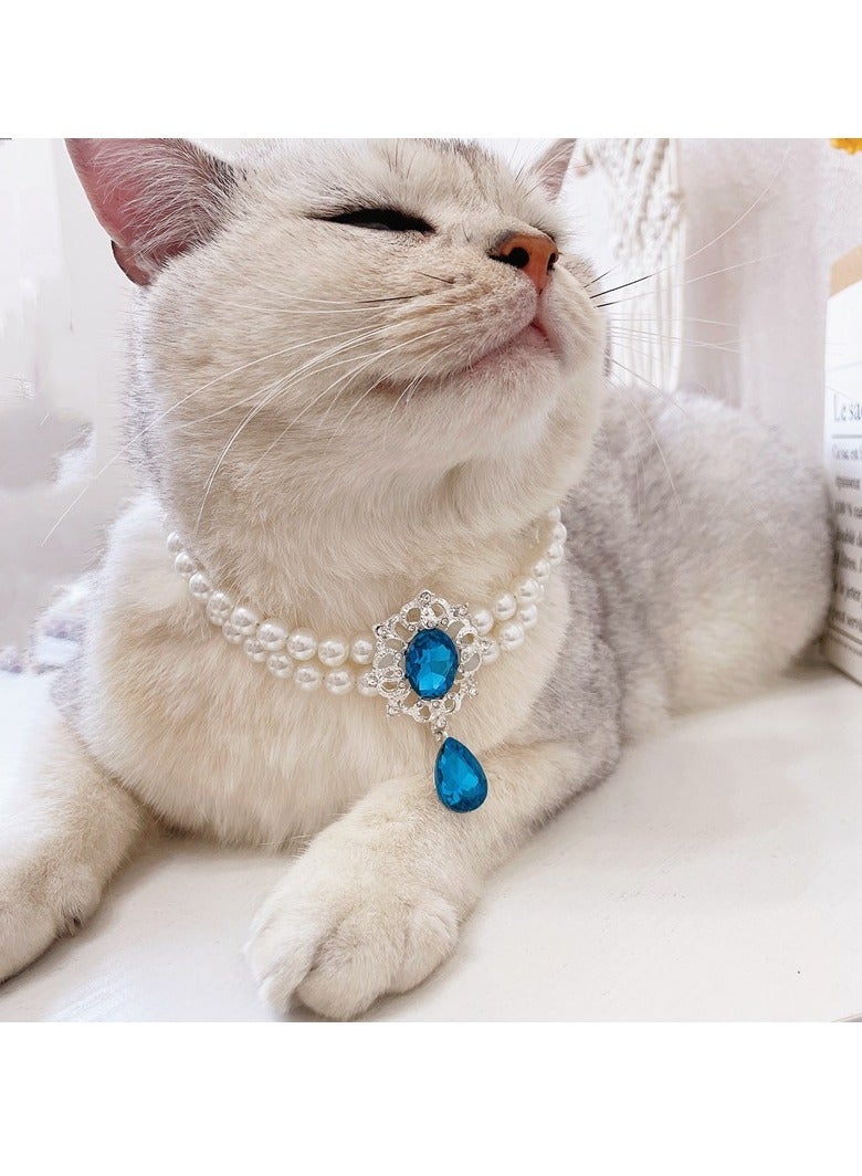Innoshine Pet Pearl Necklace GREEN gemstone for cats and small dogs  Adjustable  Pets Collar perfect For Kitten and puppies Gemstone Crystal  Diamond Jewelry Necklace for pets Wedding & Party - Image 3