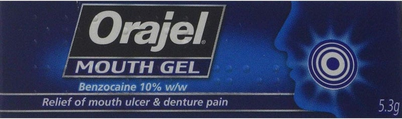 Orajel Mouth Gel, Denture and Ulcer Relief, Fast Acting Oral Care Treatment, Benzocaine 10%, 5.3g - Image 1