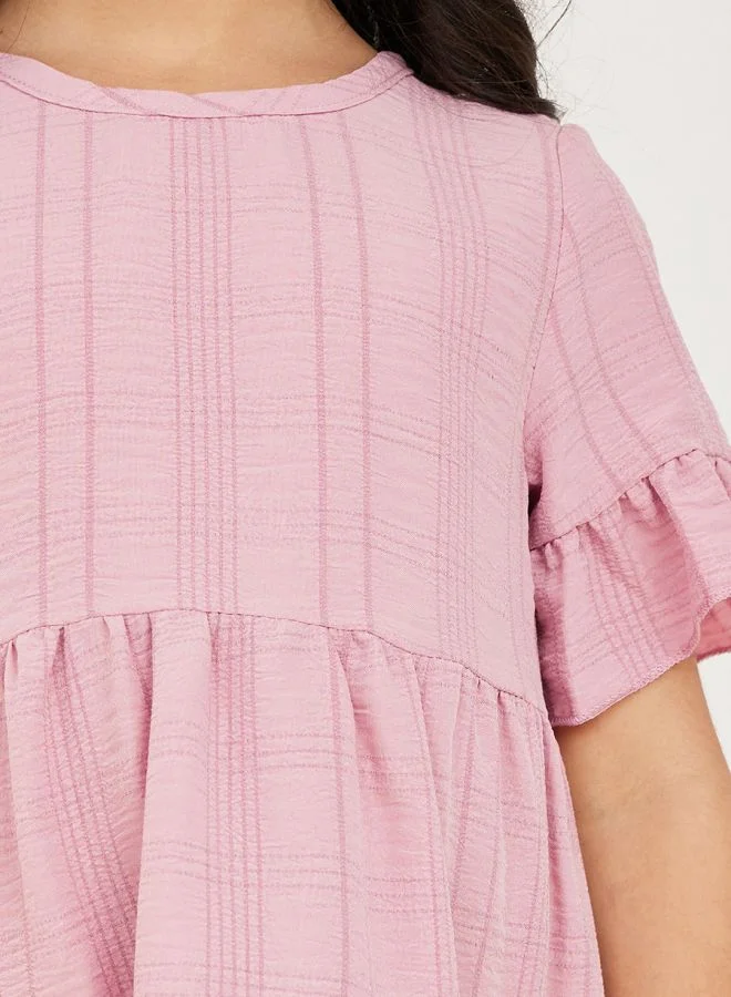 Styli Flounce Sleeve Tiered Dress