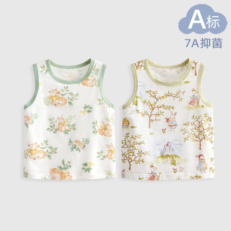 Baby''s Pure Cotton Type A Vest Children''s Camisole Boys'' Baby''s Bottoming Sleeveless Top Summer Thin Women''s Top - Image 2