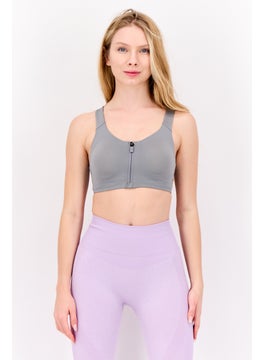 Adidas Women Brand Logo Lightly Padded Training Sports Bra, Grey  - Image 1