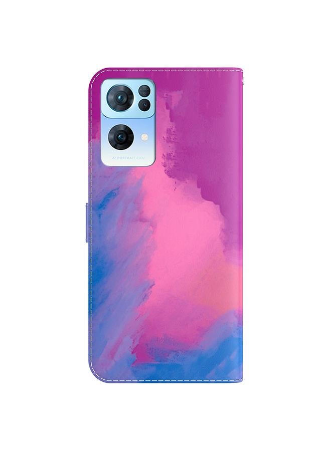 S-TOP Case For OPPO Reno7 Pro 5G Watercolor Pattern Horizontal Flip Leather Phone Case - Image 3