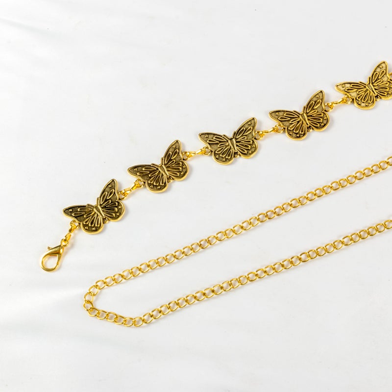 ذا بلاك بيرل اكسسوريز حزام معدن حريمي ذهبي شكل فراشة - Image 2