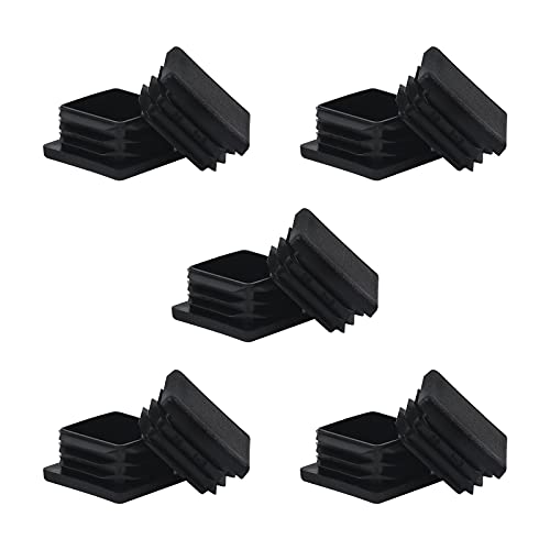 FiveEyes 1.5" 1 1/2 Inch Square Tubing Plastic Plug End Caps 10 Pack, 1 1/2" 1.5 Inch Square Tube End Cap Plugs 1.5x1.5 Fence Post Pipe Cap Cover Tubing Insert Chair Glide Finishing Plug End Caps - Image 1