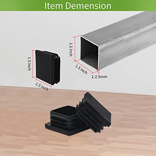 FiveEyes 1.5" 1 1/2 Inch Square Tubing Plastic Plug End Caps 10 Pack, 1 1/2" 1.5 Inch Square Tube End Cap Plugs 1.5x1.5 Fence Post Pipe Cap Cover Tubing Insert Chair Glide Finishing Plug End Caps - Image 3