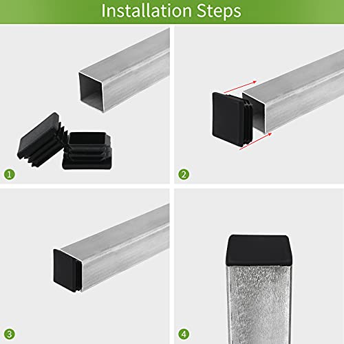 FiveEyes 1.5" 1 1/2 Inch Square Tubing Plastic Plug End Caps 10 Pack, 1 1/2" 1.5 Inch Square Tube End Cap Plugs 1.5x1.5 Fence Post Pipe Cap Cover Tubing Insert Chair Glide Finishing Plug End Caps - Image 4