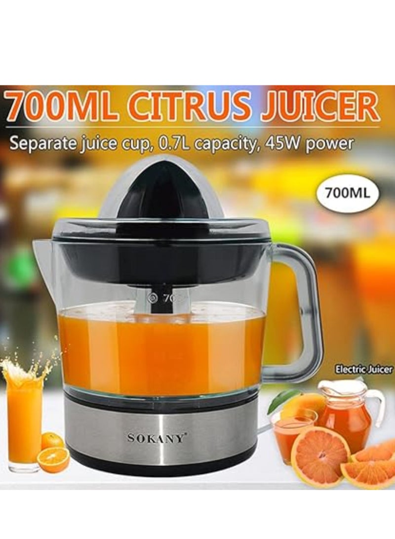 sokany Sukani electric orange juicer 700ml 45 watt stainless steel and black - Image 2