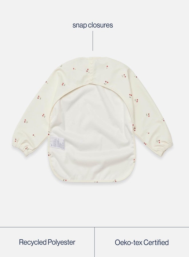 Lalo Smock Bib - Long Sleeve Bib for Infants and Toddlers - Elastic Cuffs, Large Catch-All Pocket, Waterproof Recycled Polyester - Easy to Clean for Mealtime and Art Time - Cherry Infant - Image 4