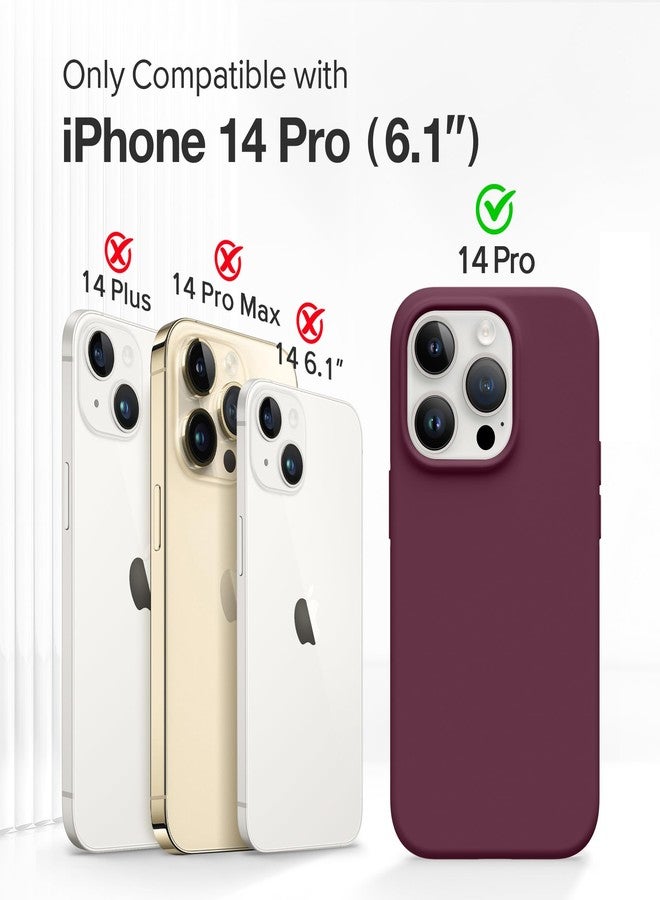 GONEZ for iPhone 14 Pro Case, Compatible with Magsafe, with Screen Protector + Camera Lens Protector, Soft Anti-Scratch Microfiber Lining, Shockproof Liquid Silicone Phone Cover, Wine Red - Image 2