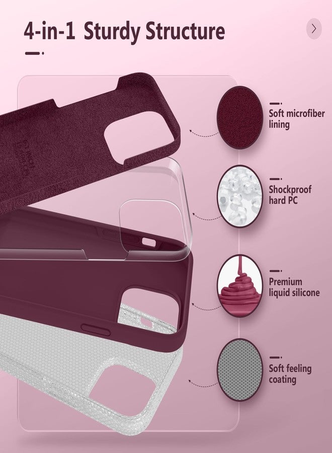 GONEZ for iPhone 14 Pro Case, Compatible with Magsafe, with Screen Protector + Camera Lens Protector, Soft Anti-Scratch Microfiber Lining, Shockproof Liquid Silicone Phone Cover, Wine Red - Image 5