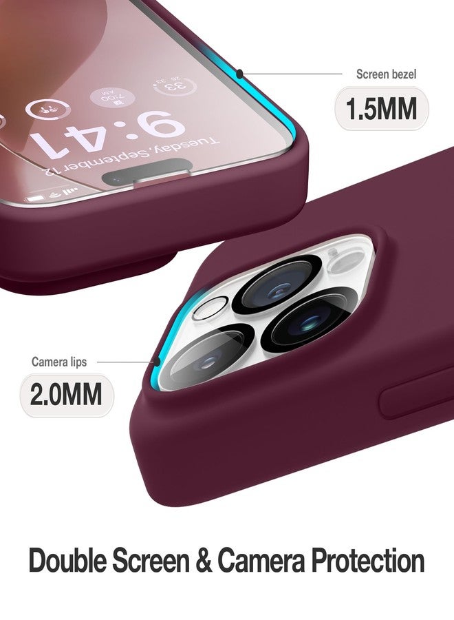 GONEZ for iPhone 14 Pro Case, Compatible with Magsafe, with Screen Protector + Camera Lens Protector, Soft Anti-Scratch Microfiber Lining, Shockproof Liquid Silicone Phone Cover, Wine Red - Image 4