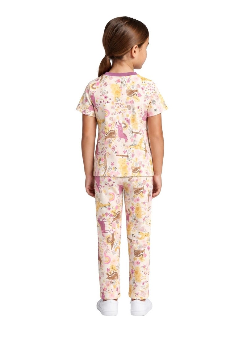 babyqlo Girls Unicorn Print T-Shirt and Pajama Set - Image 2