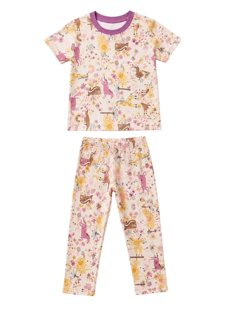babyqlo Girls Unicorn Print T-Shirt and Pajama Set - Image 5